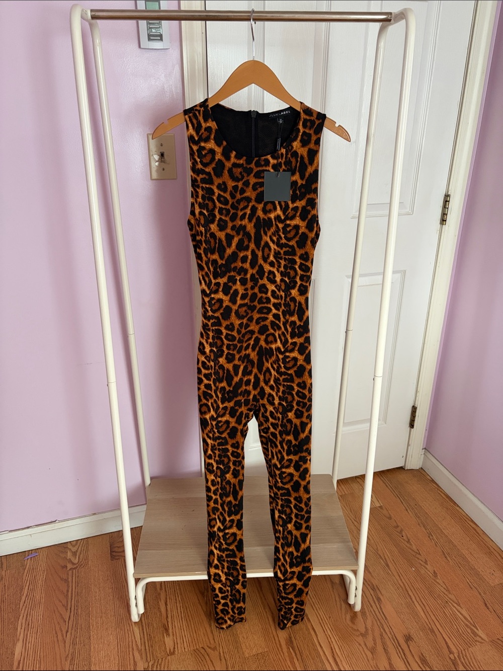 JLUXLABEL Sleeveless Leopard-Print Jumpsuit in Brown & Black